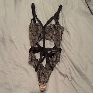 Victoria’s Secret Black Lace Strappy Bodysuit